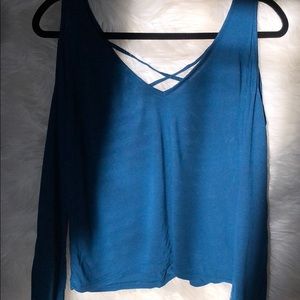 Blue cold shoulder shirt